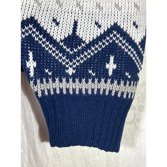 Vintage Sweater Medium Navy White Red Crew Neck Ski Winter Nordic Steep Slopes - Picture 2 of 9